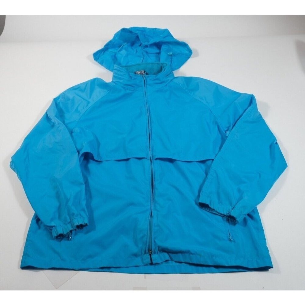 Woolrich Windbreaker Womens XL Blue Vintage 90s Full Zip Hooded Outdoor Jacket